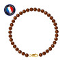 PERLINEA - Bracelet - Perles de Culture - Ronde 5/6 mm Chocolat