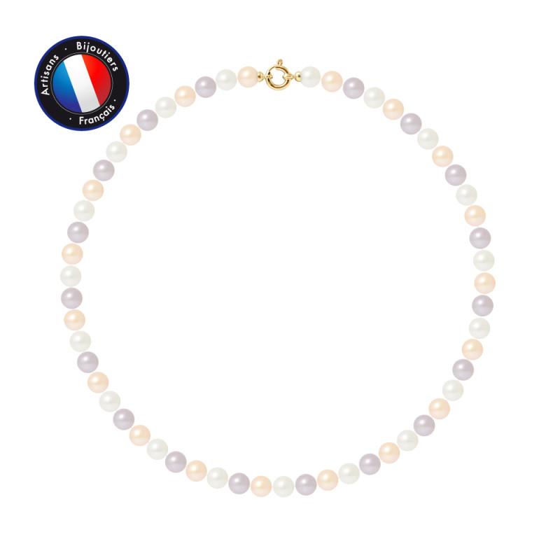 PERLINEA - Collier - Perles de Culture d'Eau Douce - Ronde 8/9 mm Multicouleur