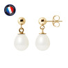 PERLINEA - Boucle d'Oreilles - Perles de Culture d'Eau Douce - Ronde 7/8 mm Blanc
