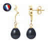 PERLINEA - Boucle d'Oreilles - Perles de Culture d'Eau Douce - Ronde 8/9 mm Noir