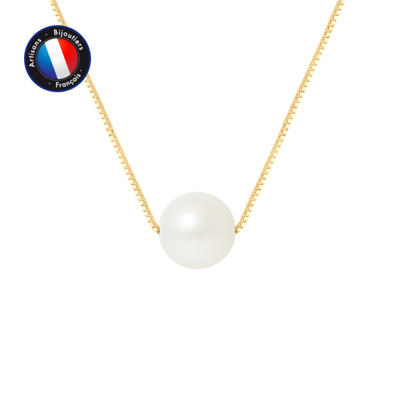 PERLINEA - Collier - Perles de Culture - Ronde 9/10 mm Blanc