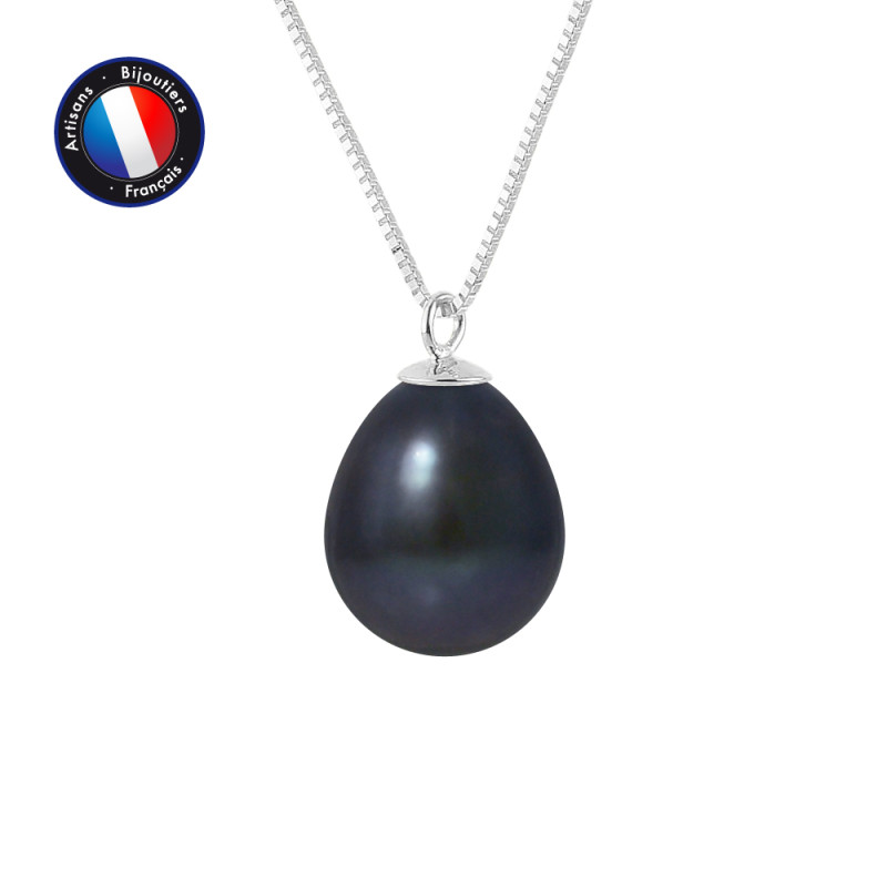 PERLINEA - Collier - Perles de Culture - Ronde 9/10 mm Noir