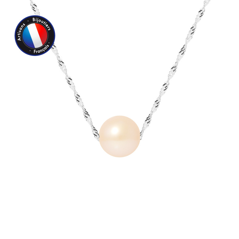 PERLINEA - Collier- Perles de Culture - Ronde 8/9 mm Rose