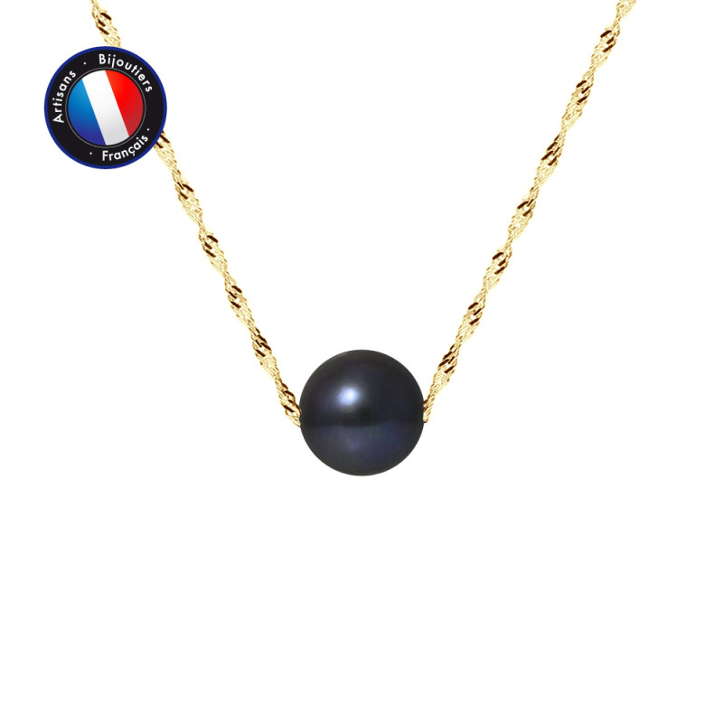 PERLINEA - Collier - Perles de Culture - Ronde 8/9 mm Noir