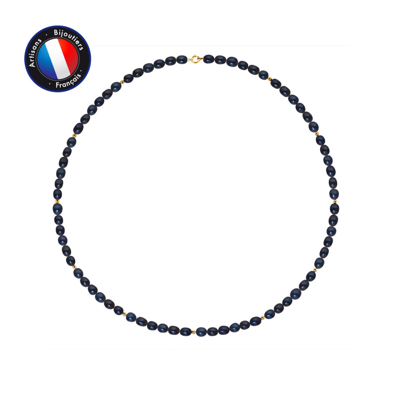 PERLINEA - Collier - Perles de Culture d'Eau Douce - Ronde 4/5 mm Noir