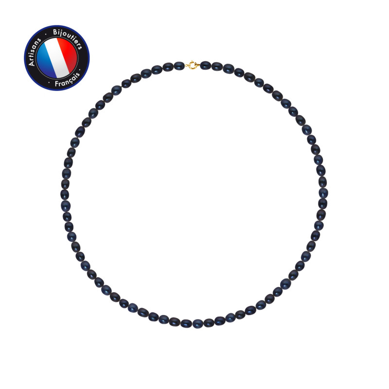 PERLINEA - Collier - Perles de Culture d'Eau Douce - Ronde 6/7 mm Noir