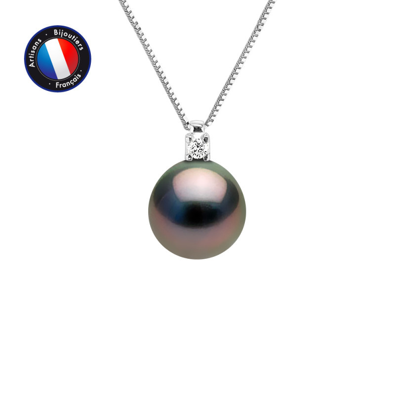 PERLINEA - Collier - Perles de Culture de Tahiti - Ronde 8/9 mm Noir