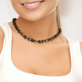 PERLINEA - Collier - Perles de Culture de Tahiti - Ronde 8/9 mm Noir