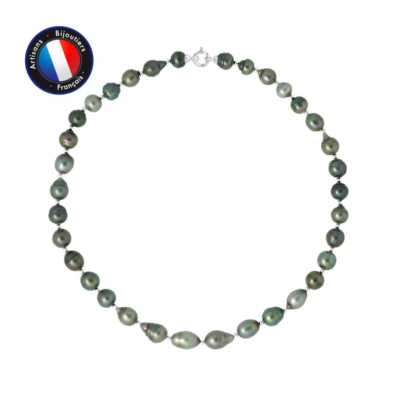 PERLINEA - Collier - Perles de Culture de Tahiti - Ronde 7/8 mm Noir