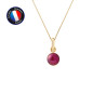 PERLINEA - Pendentif Bélière - Perle de Culture d'Eau Douce - Bouton 6/7 mm Rouge Cerise