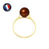 PERLINEA - Bague - Perles de Culture d'Eau Douce - Ronde 7/8 mm Chocolat