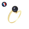 PERLINEA - Bague - Perles de Culture d'Eau Douce - Ronde 7/8 mm Noir