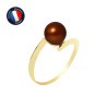 PERLINEA - Bague - Perles de Culture d'Eau Douce - Ronde 7/8 mm Chocolat