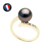 PERLINEA - Bague - Perles de Culture de Tahiti - Ronde 8/9 mm Noir