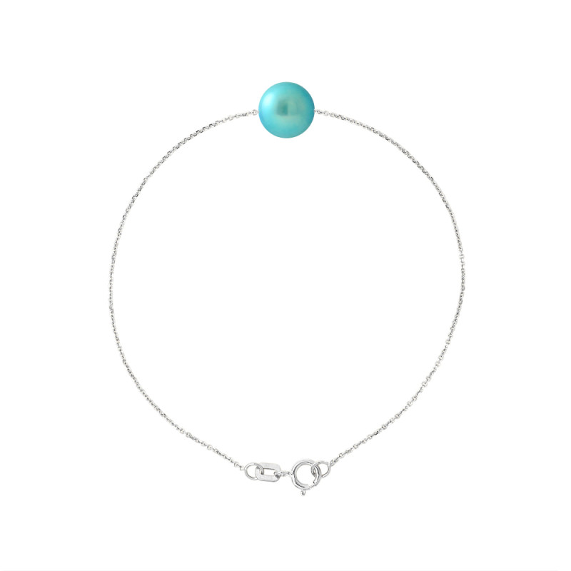 PERLINEA - Bracelet - Perle de Culture d'Eau Douce - Ronde 8/9 mm Bleu Turquoise