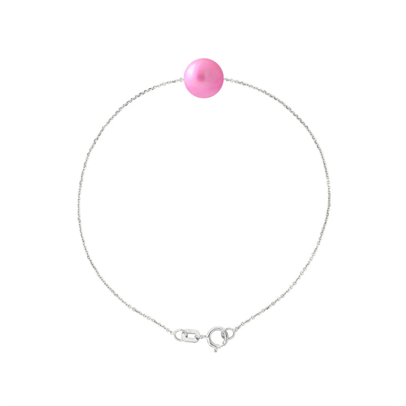 PERLINEA - Bracelet - Perle de Culture d'Eau Douce - Ronde 8/9 mm Rose Fushia