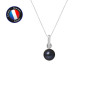 PERLINEA - Pendentif Bélière - Perle de Culture d'Eau Douce - Bouton 6/7 mm Noir