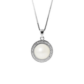 PERLINEA - Collier Sun - Perle de Culture d'Eau Douce - Ronde  9/10 mm Blanc