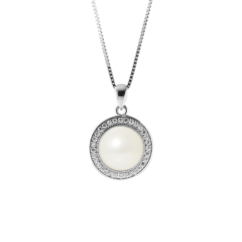 PERLINEA - Collier Sun - Perle de Culture d'Eau Douce - Ronde  9/10 mm Blanc