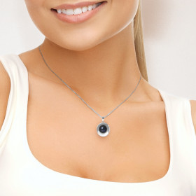 PERLINEA - Collier Moon - Perle de Culture d'Eau Douce - Ronde 9/10 mm Noir