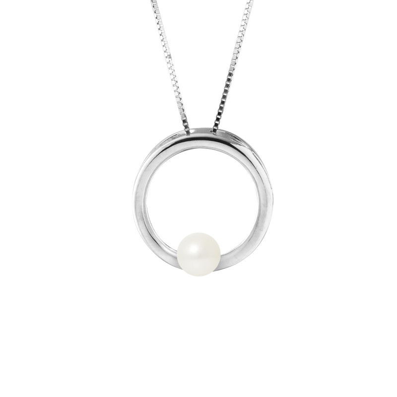 PERLINEA - Collier Circle - Perle de Culture d'Eau Douce - Ronde 6/7 mm Blanc