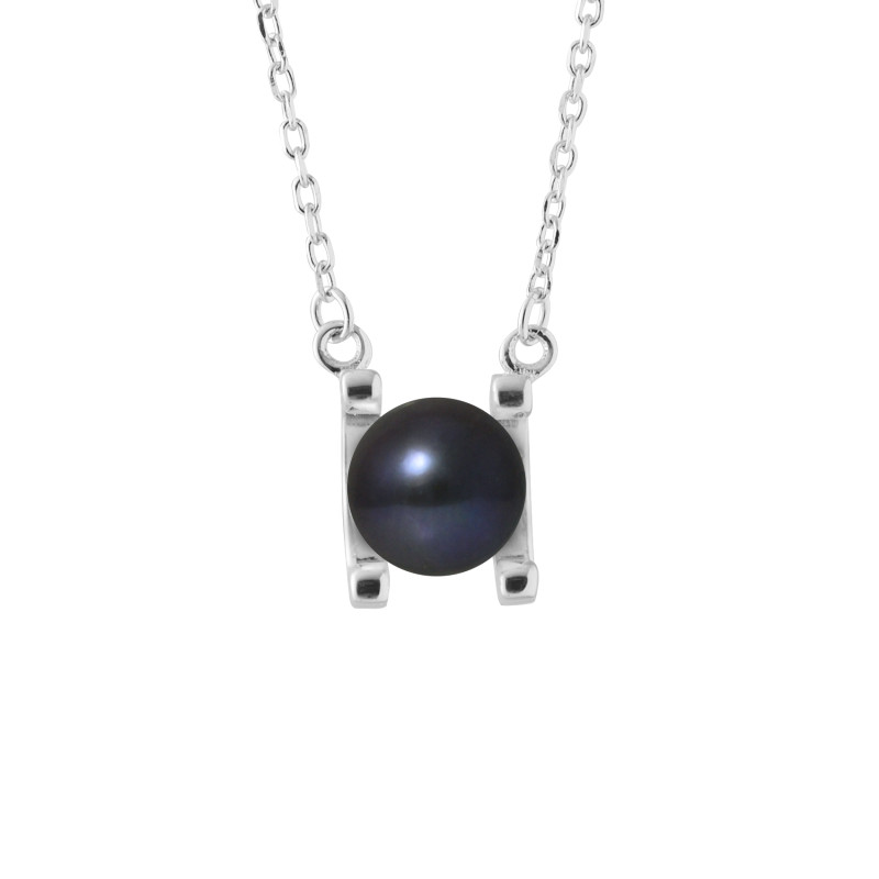 PERLINEA - Collier 2C - Perle de Culture d'Eau Douce - Ronde 7/8 mm Noir