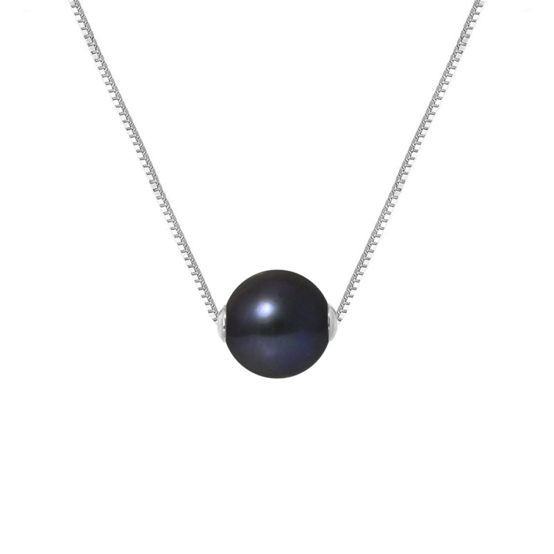 PERLINEA - Collier - Perle de Culture d'Eau Douce - Ronde 9/10 mm Noir