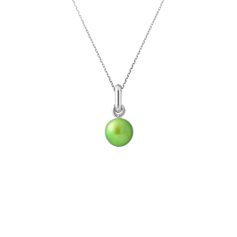 PERLINEA - Collier - Perle de Culture d'Eau Douce - Ronde 6/7 mm Vert Tonic