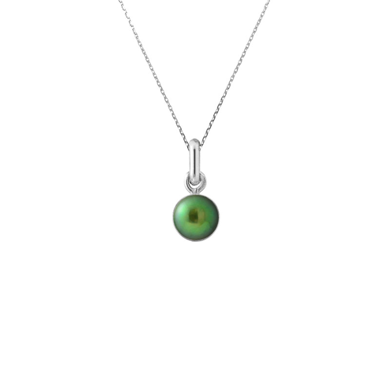 PERLINEA - Collier - Perle de Culture d'Eau Douce - Ronde 6/7 mm Vert Intense