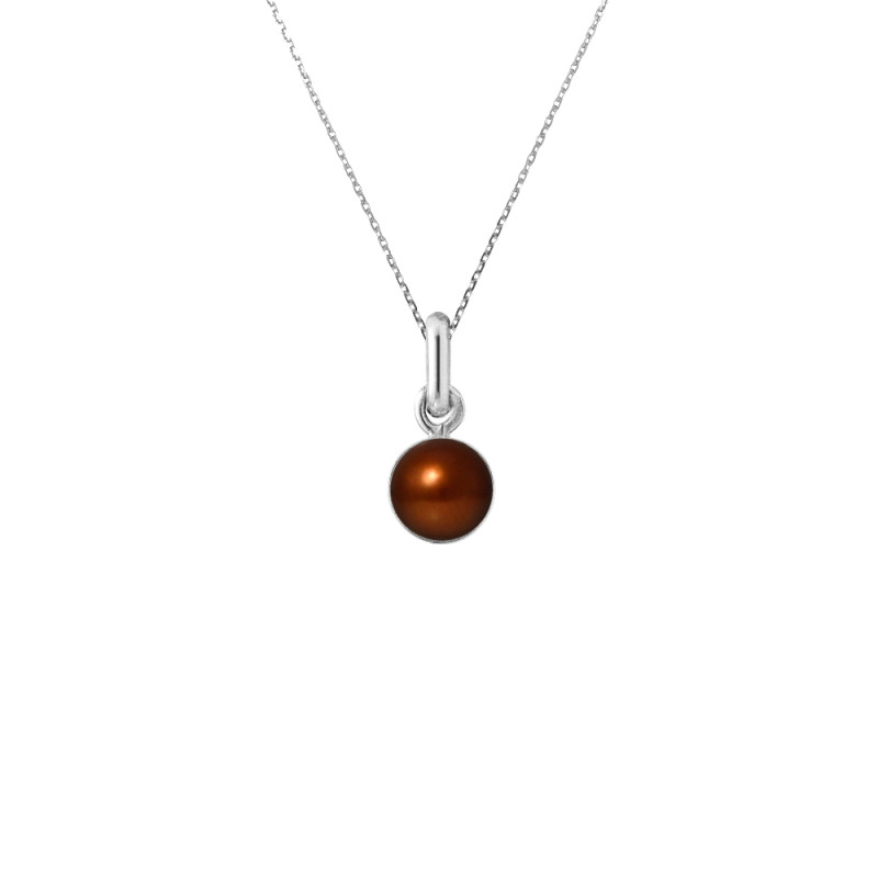 PERLINEA - Collier - Perle de Culture d'Eau Douce - Ronde 6/7 mm Chocolat