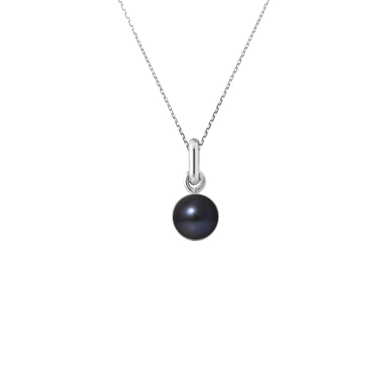 PERLINEA - Collier - Perle de Culture d'Eau Douce - Ronde 6/7 mm Noir