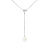 PERLINEA - Collier Cravate - Perle de Culture d'Eau Douce - Ronde 9/10 mm Blanc
