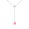 PERLINEA - Collier Cravate - Perle de Culture d'Eau Douce - Ronde 9/10 mm Rose Fushia