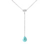 PERLINEA - Collier Cravate - Perle de Culture d'Eau Douce - Ronde 9/10 mm Bleu Turquoise