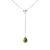 PERLINEA - Collier Cravate - Perle de Culture d'Eau Douce - Ronde 9/10 mm Vert Intense