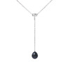 PERLINEA - Collier Cravate - Perle de Culture d'Eau Douce - Ronde 9/10 mm Noir
