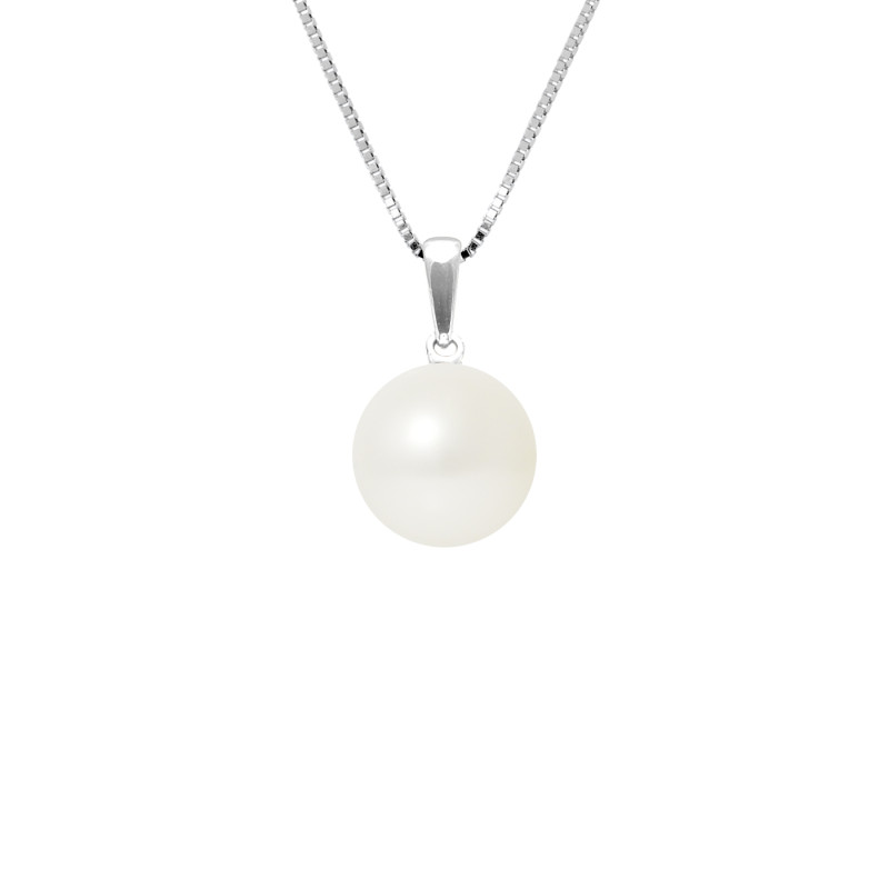 PERLINEA - Collier - Perle de Culture d'Eau Douce - Ronde 9/10 mm Blanc