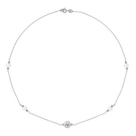 PERLINEA - Collier CRISTAL - Perles de Culture d'Eau Douce - Ronde 5/6 mm Blanc Cristal
