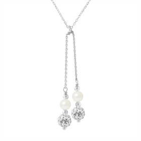 PERLINEA - Collier DUO - Perles de Culture d'Eau Douce - Ronde 5/6 mm Blanc