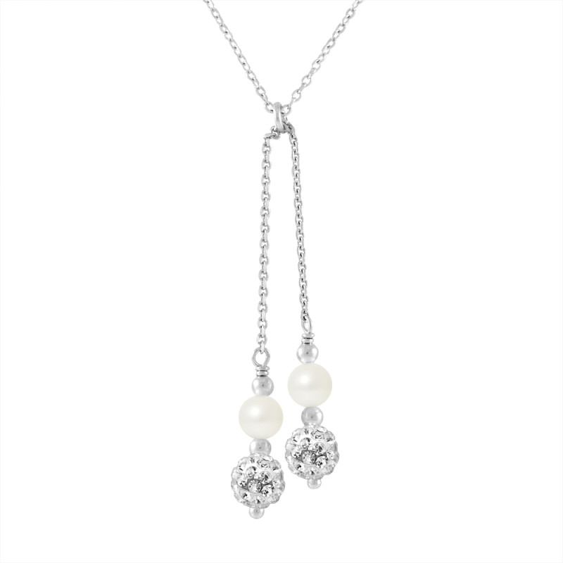 PERLINEA - Collier DUO - Perles de Culture d'Eau Douce - Ronde 5/6 mm Blanc
