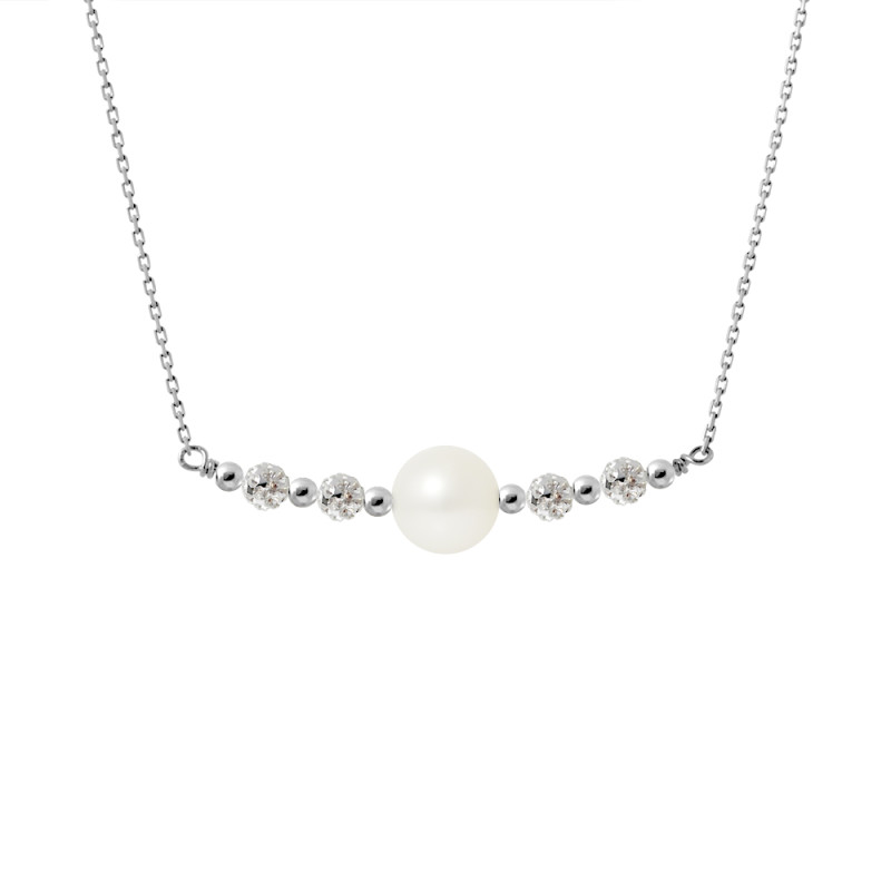 PERLINEA - Collier - Perle de Culture d'Eau Douce - Ronde 9/10 mm Blanc