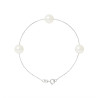 PERLINEA - Bracelet - 3 Perles de Culture d'Eau Douce - Ronde 7/8 mm Blanc