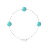 PERLINEA - Bracelet - 3 Perles de Culture d'Eau Douce - Ronde 7/8 mm Bleu Turquoise