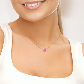 PERLINEA - Collier - Perle de Culture d'Eau Douce - Ronde 8/9 mm Rose Fushia