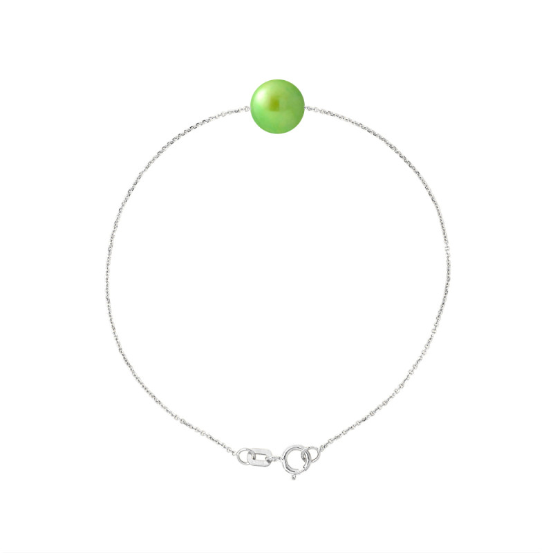 PERLINEA - Bracelet - Perle de Culture d'Eau Douce - Ronde 8/9 mm Vert Tonic