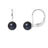 PERLINEA - Boucles d'Oreilles - Perles de Culture d'Eau Douce - Ronde 6/7 mm Noir