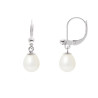PERLINEA - Boucles d'Oreilles - Perles de Culture d'Eau Douce - Ronde 7/8 mm Blanc