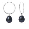 PERLINEA - Boucles d'Oreilles - Perles de Culture d'Eau Douce - Ronde 8/9 mm Noir