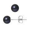 PERLINEA - Boucles d'Oreilles - Perles de Culture d'Eau Douce - Ronde 6/7 mm Noir