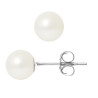 PERLINEA - Boucles d'Oreilles - Perles de Culture d'Eau Douce - Ronde 7/8 mm Blanc
